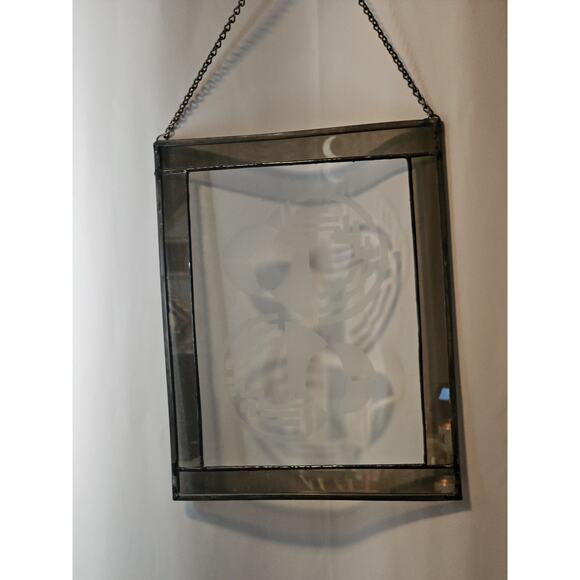 Glass Etched Abstract Art Window Suncatcher Wall Hanging Circles 13.25"x 10.5" - Picture 2 of 8